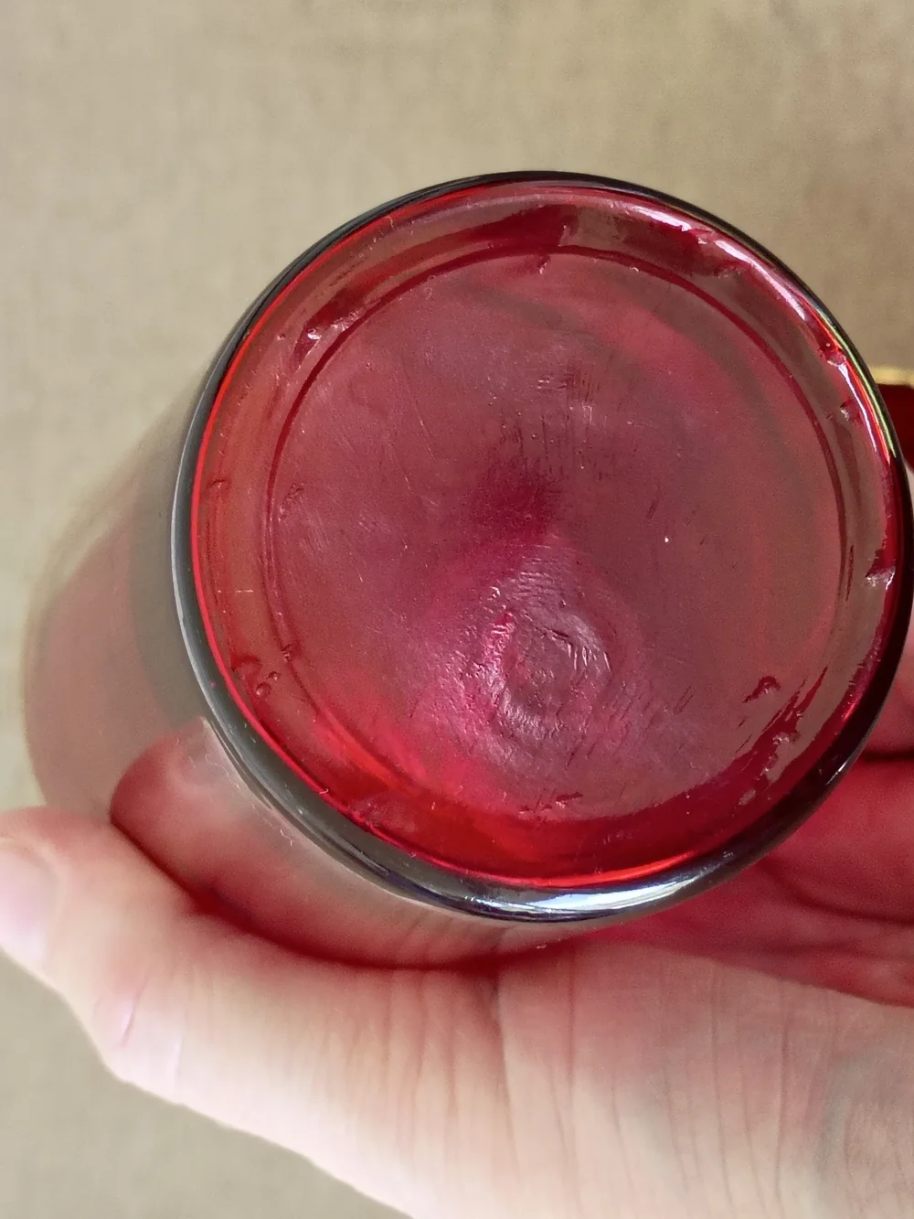 Set of Four 1930's ruby red with gold rim and band